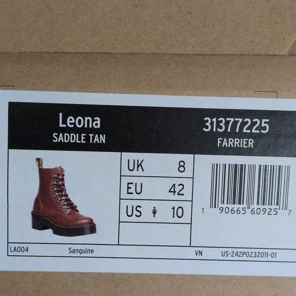 Dr Martens Leona Combat Boots In Saddle Tan Farrier Leather Sz 10 Like New W/Box - Picture 15 of 15